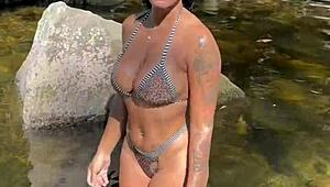 rio's tattooed beauty drops viral outdoor fuck with young guy at waterfall