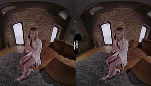 Blonde bride blows shaves pussy handjobs in dark VR wedding room 😍💍