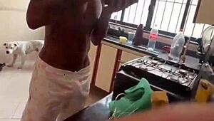 young guy drops condom takes gifted assembler's cock deep in ass