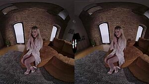 Blonde bride blows shaves pussy handjobs in dark VR wedding room 😍💍