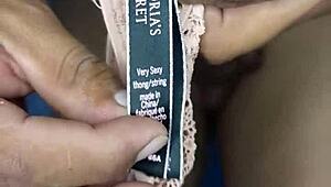 sexy lingerie model dances flashing panties before riding huge dildo toy seductively