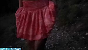 Horny Forest Girl Pisses Then Sloppy Sucks Cock!