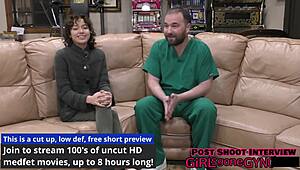 Watch petite tattooed Brooklyn Rossi spread shaved pussy for first closeup gyno exam fingering anal