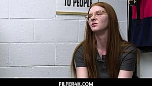 redhead shoplifter jane rogers fucks loss prevention jovan jordan to escape