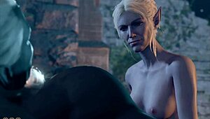 minthara's nude bg3 sex scene fantasy with monster penis seduction and boobs exposed