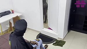 Big ebony ass joins for hardcore homemade pussy pounding full vid