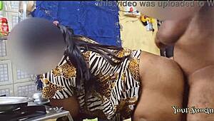 Horny Stepson Pounds Stepmom Big Ass in Kitchen Doggystyle