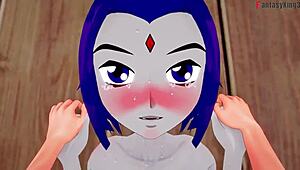 raven in bikini gets pounded hard in wild teen titans hentai fantasy