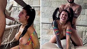 Big tits sub slut, beg for milk humiliation before creampie pounding?