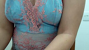 brazilian beauty with big ass and natural tits preps for live show.