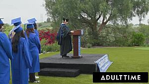 Sneaky Public Fuck Turns into Wild 3-Way for Innocent Coeds