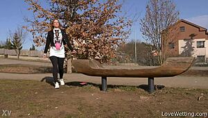 yo chrissy fox just lets it all out pissing outdoors solo style