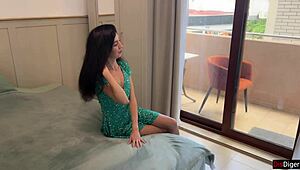 hey, punish that skinny babysitter with balcony footjob fuck!