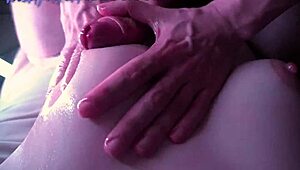 Oil-covered friend's wife tits bounce in slow motion sex, wanna see her moan?