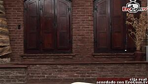 Spanish Blonde College Teen Pickup for Skinny Double Anal Gangbang on Street