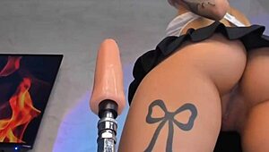 girl hops wildly on huge shaft in homemade clip