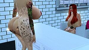 oh god i'm horny nurse bella slamming my big tits on patient mila's ass in hospital