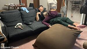 cohabiting japanese couple fucks wild mid-day she rides cock orgasming nonstop huge ass shaking