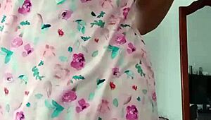 Hot Innocent Colleague Models Sexy Pink Pajamas!