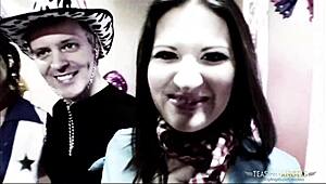 Two Chicks Fiercely Suck And Ride Big Cocks Hard