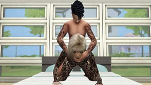 Young Lingerie Girl in Stockings Bent Over for Brutal Hardcore Doggystyle Pounding During Sims 4 Game