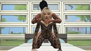 Young Lingerie Girl in Stockings Bent Over for Brutal Hardcore Doggystyle Pounding During Sims 4 Game