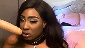 fuck yes submissive ebony lexo butterfly sucks spits on that huge black cock!