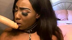 fuck yes submissive ebony lexo butterfly sucks spits on that huge black cock!