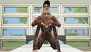 Young Lingerie Girl in Stockings Bent Over for Brutal Hardcore Doggystyle Pounding During Sims 4 Game
