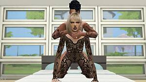Young Lingerie Girl in Stockings Bent Over for Brutal Hardcore Doggystyle Pounding During Sims 4 Game
