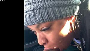 ebony snowboarder chokes on monster bbc during public deepthroat