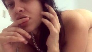 Busty latina sucks thick cock while tits bounce