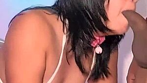 amateur colombian brunette milf with huge natural tits and small waist moans as she's fucked hard in bedroom