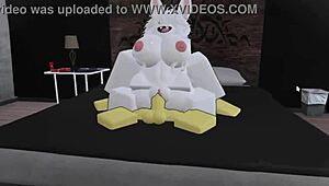 found furry babe with big ass and cock in roblox condo fucking hard