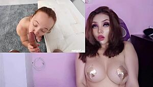 Shy big natural tits Latina teen masturbates in her first casting interview