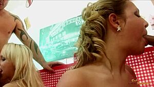 restaurant food fight sparks crazy group hookup