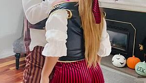 Halloween Latina Teases in Costume for Steamy Sex