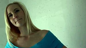 Busty Blonde Teases Tits in Public Stairwell Fuck POV