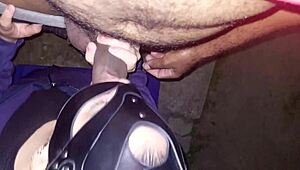 backyard slut fucked amid traffic gets cum piss shower