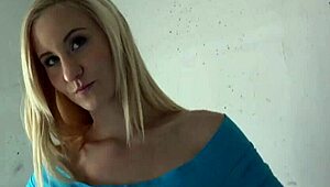Busty Blonde Teases Tits in Public Stairwell Fuck POV