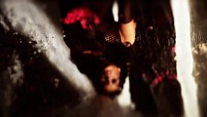 Teen tugs tie flashes pantyless ass upskirt