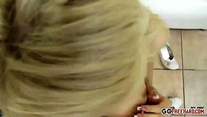 Sexy blonde chats then deepthroats dick doggystyle