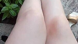 gretala spreads juicy pussy outdoors, wanna see it get some air?