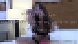 She grabs your throbbing cock and locks it in chastity forever while you beg