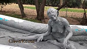 you wanna see ciren v messy clay sploshing kinky tattoo pool fun?