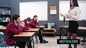 jasmine jae teases: ready for busty teacher gangbang with horny students?