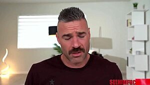 Charles Dera's Buff Chest Oiled While Natalie Brooks Rides His Monster Cock Hard!