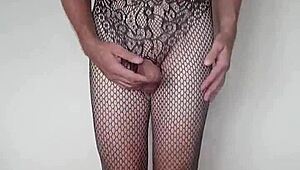 fishnet bodysuit clings tight teasing every sexy curve misr4