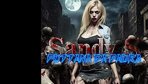 Parodi Horor Cosplay Milf Italia: Sandy Nyanyi Puttana da Paura Blowjob Erotis