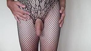 fishnet bodysuit clings tight teasing every sexy curve misr4